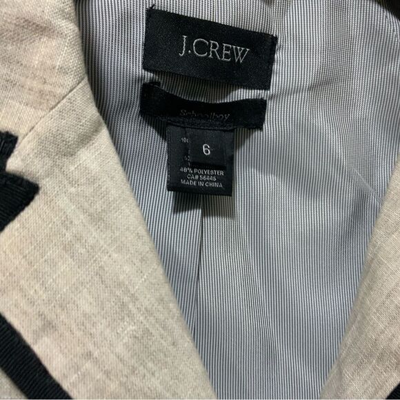J. Crew Schoolboy Linen Blazer Oatmeal Black Small Sz 6 NWT - Picture 5 of 14